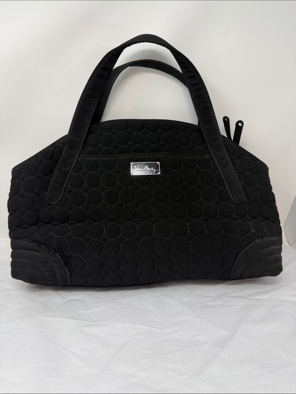 Vera Bradley Black Quilted Satchel Handbag Purse Floral Lined Zip Top Purse